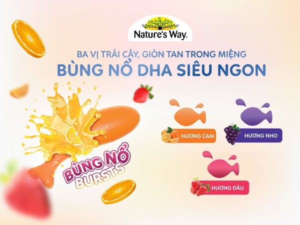 Viên Dầu Cá Nature's Way Kids Smart Bursts Omega3 Fish Oil High Dha 180v