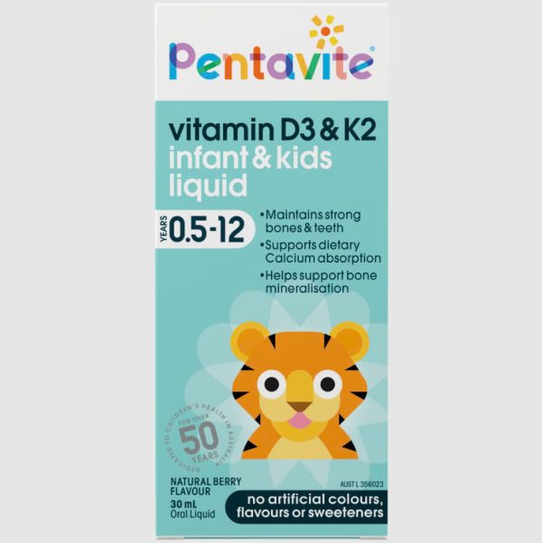 Pentavite Vitamin D3 K2 Infant & Kids Liquid Bổ sung Vitamin D3 + K2 dạng lỏng cho Trẻ em 30ml