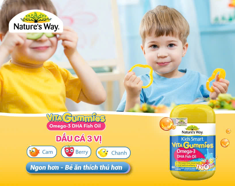 Nature's Way Kids Smart Vita Gummies Omega 3 bản Tem Phụ có Tem và Bản Nội Địa Úc Không Tem