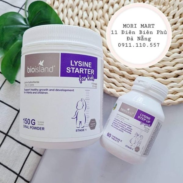 Lysine Tăng Chiều Cao Bio Island Lysine Dạng Bột Cho Trẻ 7 Tháng - 6 tuổi, Dạng Viên Nhai Cho trẻ Từ 6 tuổi