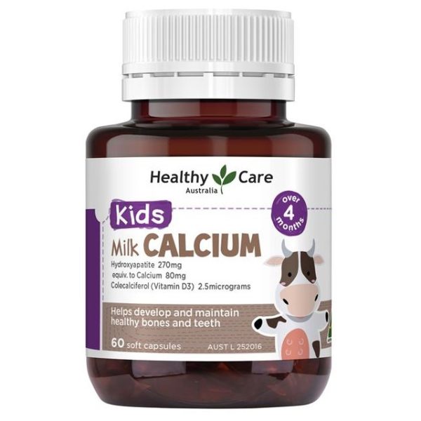 Viên Canxi Sữa Cho Bé Healthy Care Milk Kids Calcium Úc 60 viên