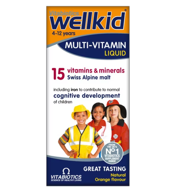 Siro vitamin tổng hợp Wellkid Multi vitamin Liquid UK 4-12 tuổi