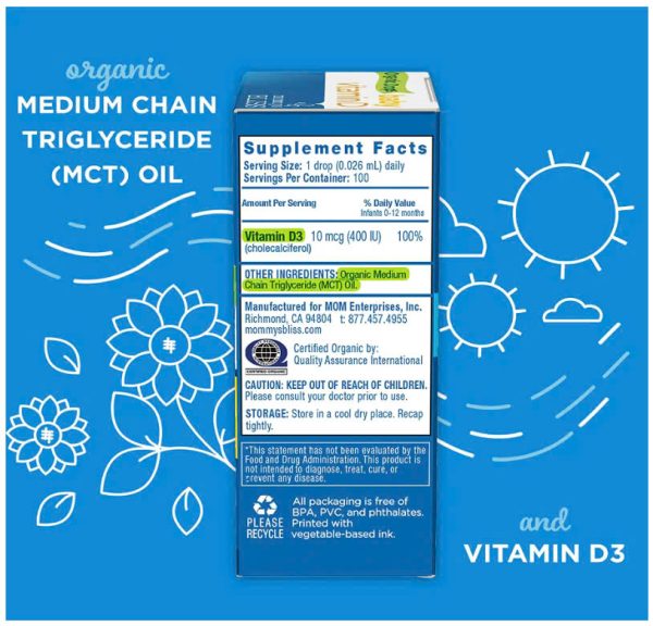 Vitamin D3 Organic Mommy Bliss Cho Trẻ Từ Sơ Sinh 3.24ml