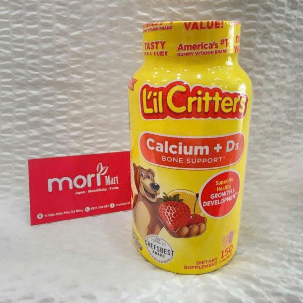 Gummy Lil Critters Calcium D3 Kẹo Dẻo Gấu Bổ Sung Canxi D3 Mỹ Hộp 150 Viên